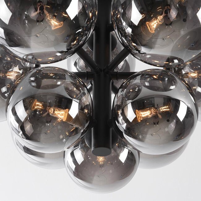 Decora Ceiling Light with Smoked Glass Spheres - 12-light