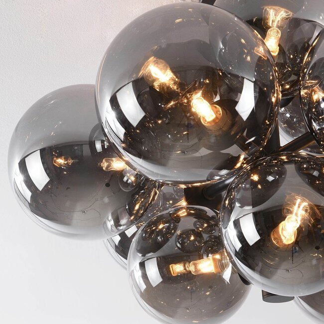 Ceiling light Decora with smoked glass spheres - 12-light