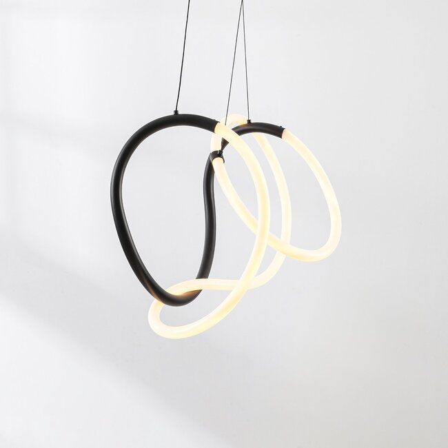 Lunara pendant lamp with integrated 3-step dimmable LEDs - Black