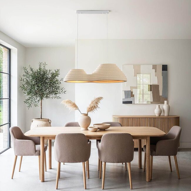Jumo 2-light pendant light - sandy beige stone effect