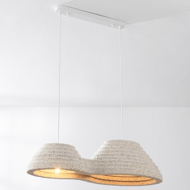 Jumo 2-light pendant light - beige terrazzo stone effect