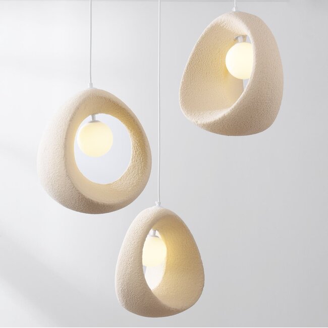 Wabi-Sabi Yoru pendant lamp with 3 light points, including G9 light source - sand beige