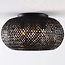 3-light ceiling light Caia in handwoven bamboo – black