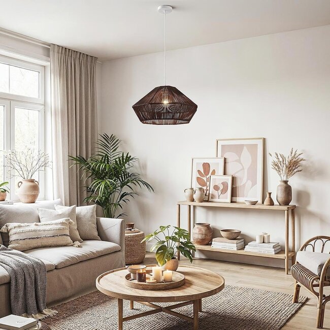 pendant light Mizu in terylene - dark brown