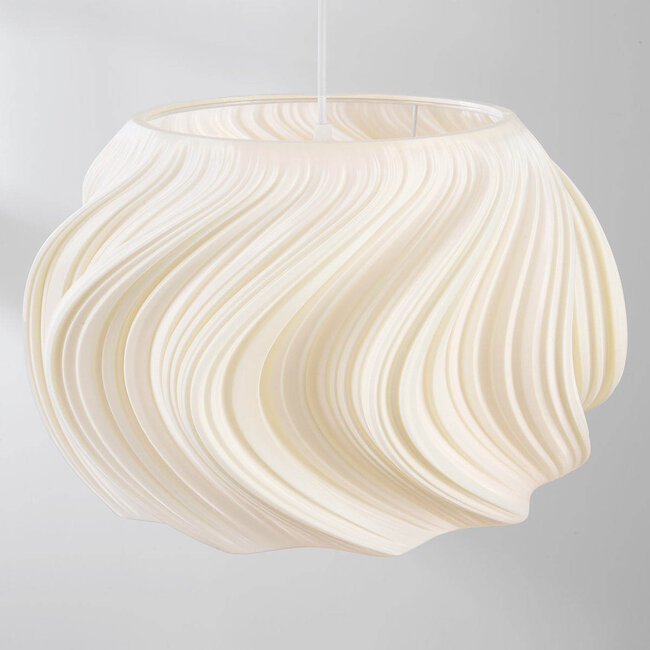 3D printed Skrive pendant lamp in a wavy design