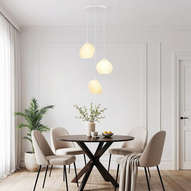 3-light pendant light Dayin 3D-printed - wavy design