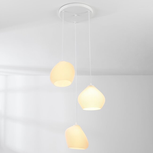 3-light pendant light Dayin 3D-printed - wavy design
