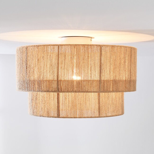 Ceiling light Fika with woven hemp shade