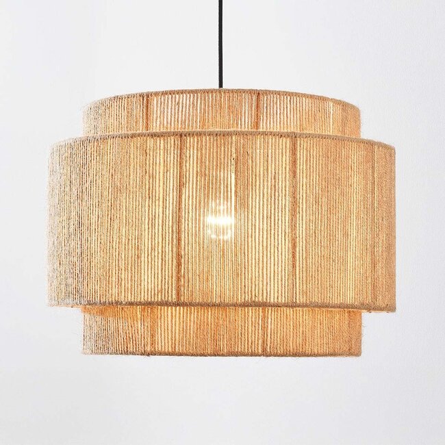 Natural Toki pendant lamp made from braided hemp rope