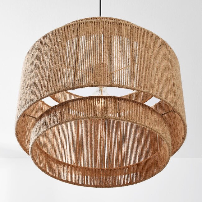 Natural Toki pendant lamp made from braided hemp rope