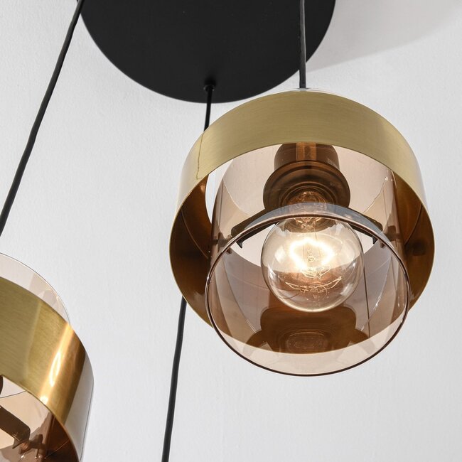 Designer pendant light Fynna 3-light amber glass
