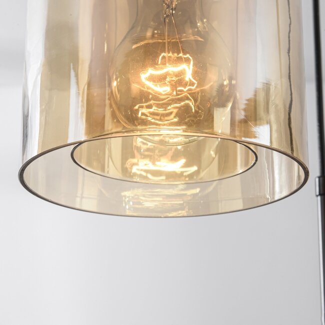 Designer pendant light Turella 3-light with amber glass