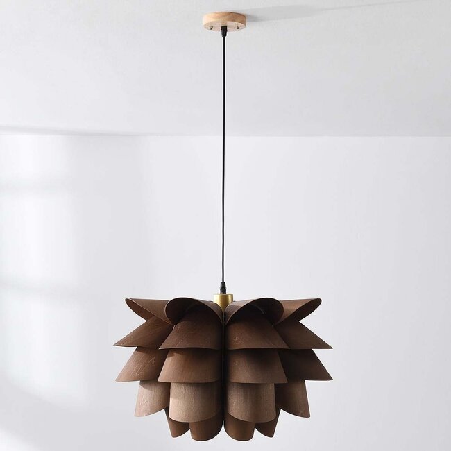Modern Mucai pendant lamp with dark wood finish