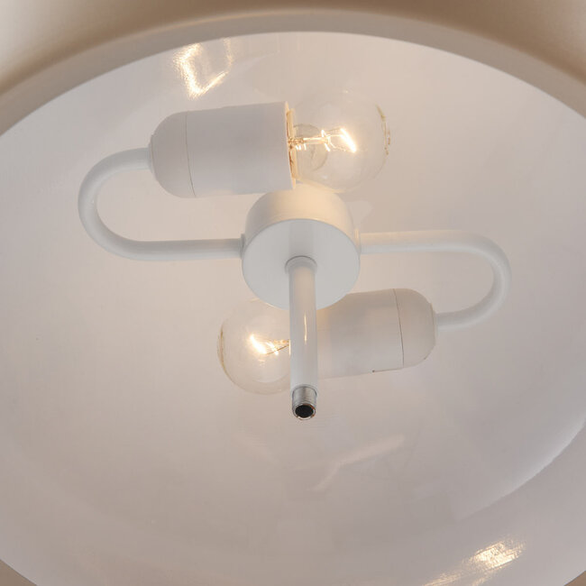 Luz pendant lamp in beige metal with White diffuser