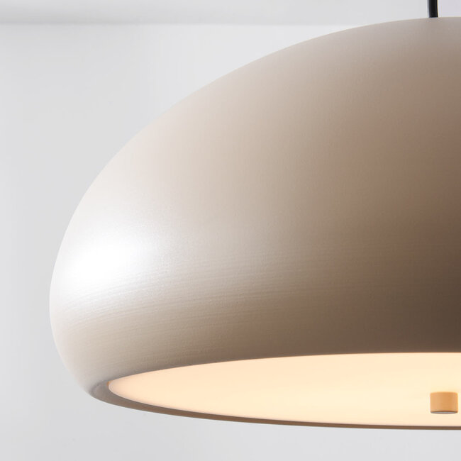 Luz pendant lamp in beige metal with White diffuser