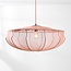 Japandi Feronia pendant light with soft pink fabric shade Ø60 cm