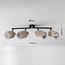 Black Noura ceiling lamp with four swivelling spotlights made of beige fabric