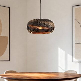pendant light Kaja in pressed paper fibre - black