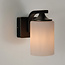 Modern bathroom wall lamp Elmi in black with opal-white shade