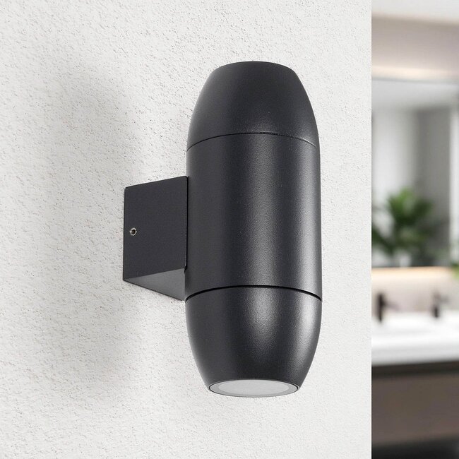 Oval bathroom wall lamp 2-light in black