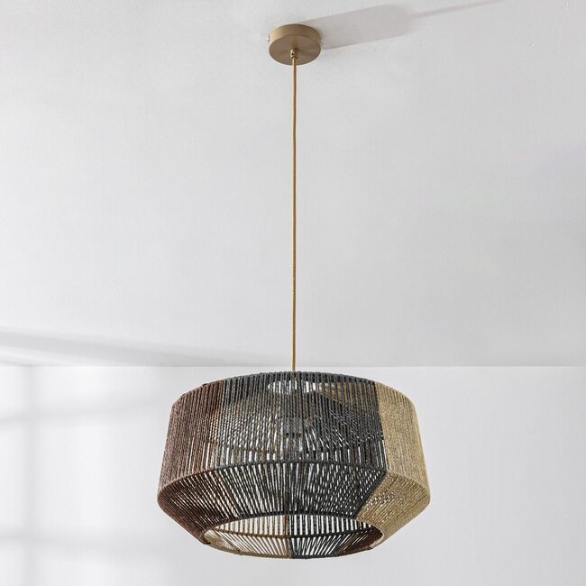 Ravon pendant lamp made of three-coloured braided rope