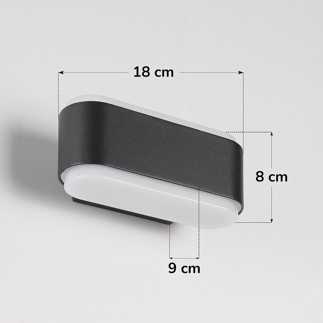 Designer up-down bathroom wall lamp Cale in black