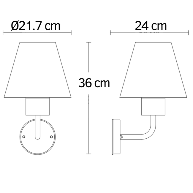 Stainless steel bathroom wall light with lampshade Michelle - Black