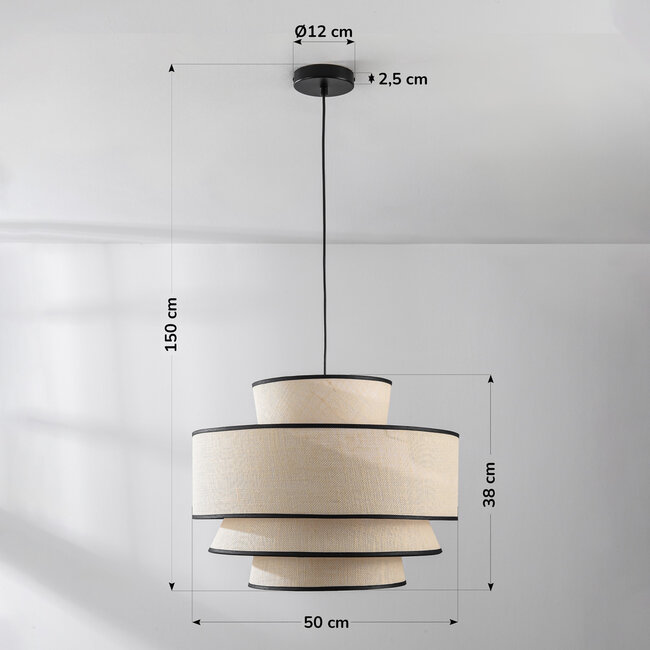Beige pendant lamp with fabric shade - Zenza