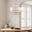 Pendant lamp in white with 3-layer fabric shade - Zenza