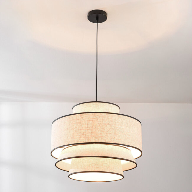 Pendant light Zenza with 3-layer natural fabric shade