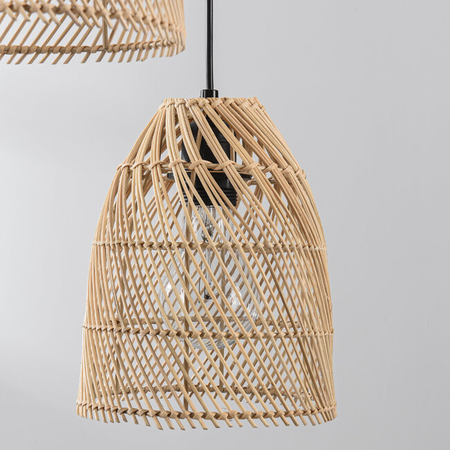 3-light rattan pendant lamp - Ayla