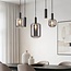 Modern pendant lamp Yoku Black with smoked glass, 5-light