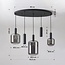 5-light pendant light Yoku - black with smoked glass