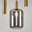 5-light pendant light Yoku - gold with smoked glass