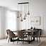 6-light designer pendant lamp Doku with smoked glass and gold brass details
