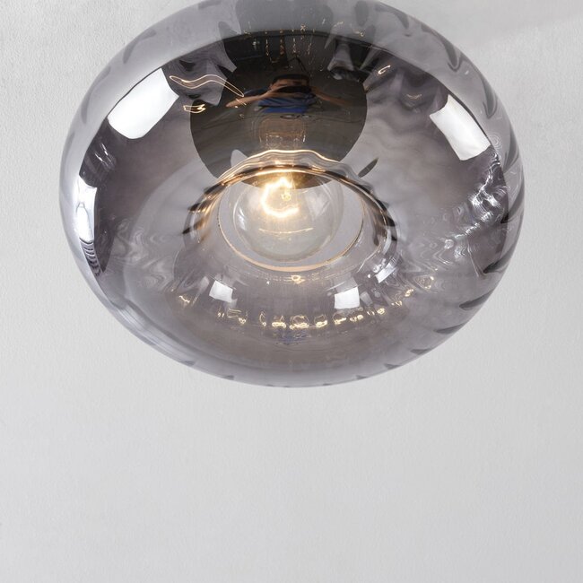 ceiling light Nur - black with striped smoked glass