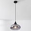 Black pendant lamp Ori black with striped smoked glass