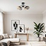 5-light ceiling light Ljus - smoked, amber and clear glass