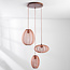 3-light pendant light Velora with fabric shades - soft pink