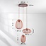3-light Japandi Velora pendant lamp with soft pink fabric shades