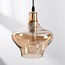 4-light pendant light Maracas - black with amber glass