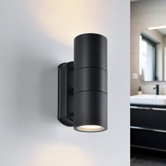 Bathroom wall light Olivia, 2-light - black and round