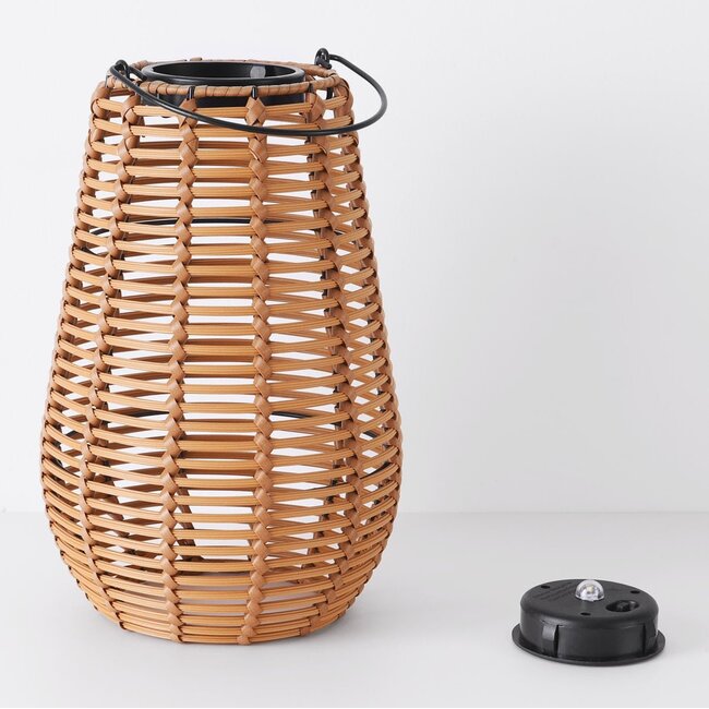 Solar table lamp Suya made of rattan
