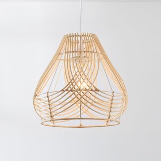 Rattan pendant light Kima with woven, natural shade