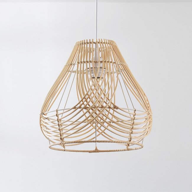 Rattan pendant light Kima with woven, natural shade