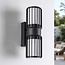 Black 2-light wall light Tazio with glass shade and vertical bars