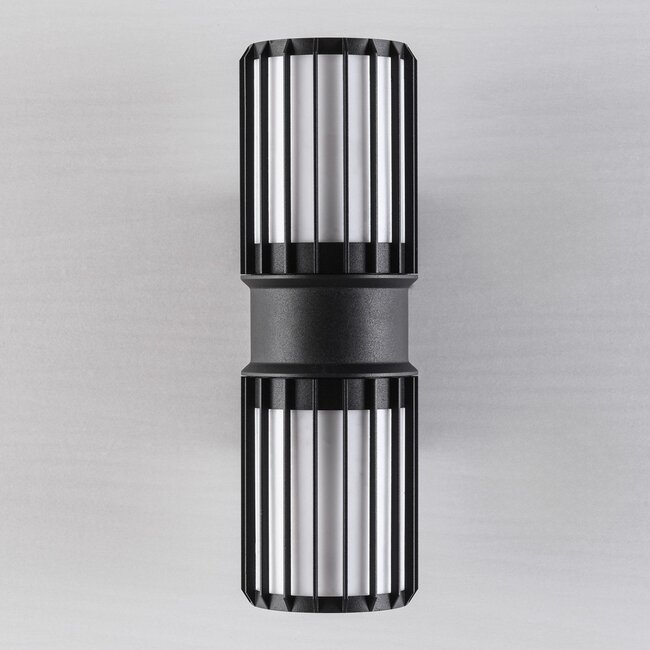 Black 2-light wall lamp Tazio with glass shade and vertical bars