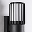 Black 2-light wall light Tazio with glass shade and vertical bars