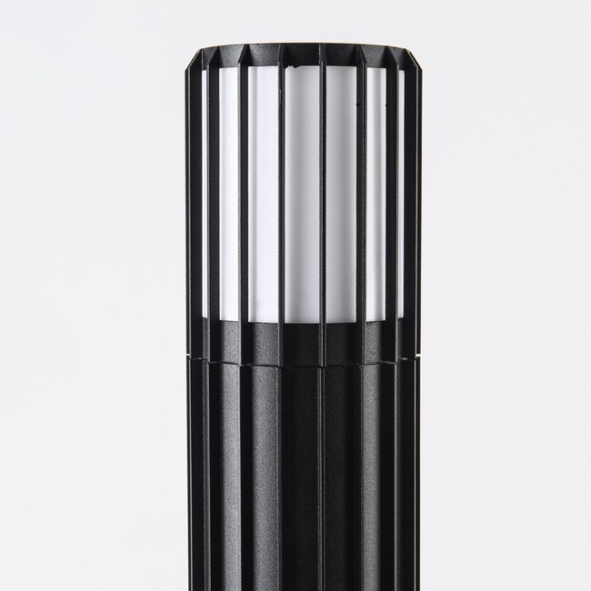 Outdoor floor lamp Renzo - black with glass shade and vertical bars