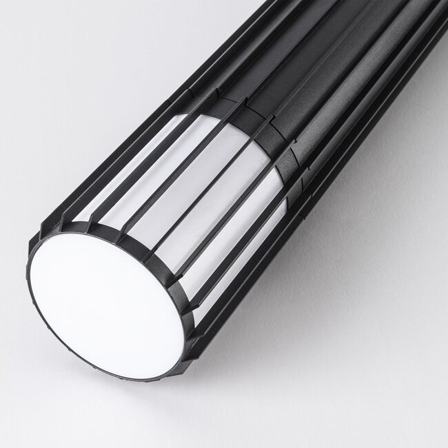 Outdoor floor lamp Renzo - black with glass shade and vertical bars